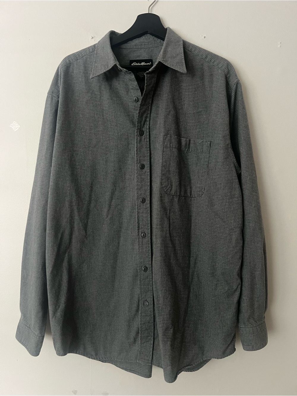 Eddie Bauer Gray check Shirt, men’s large tall, button casual dressy careercore